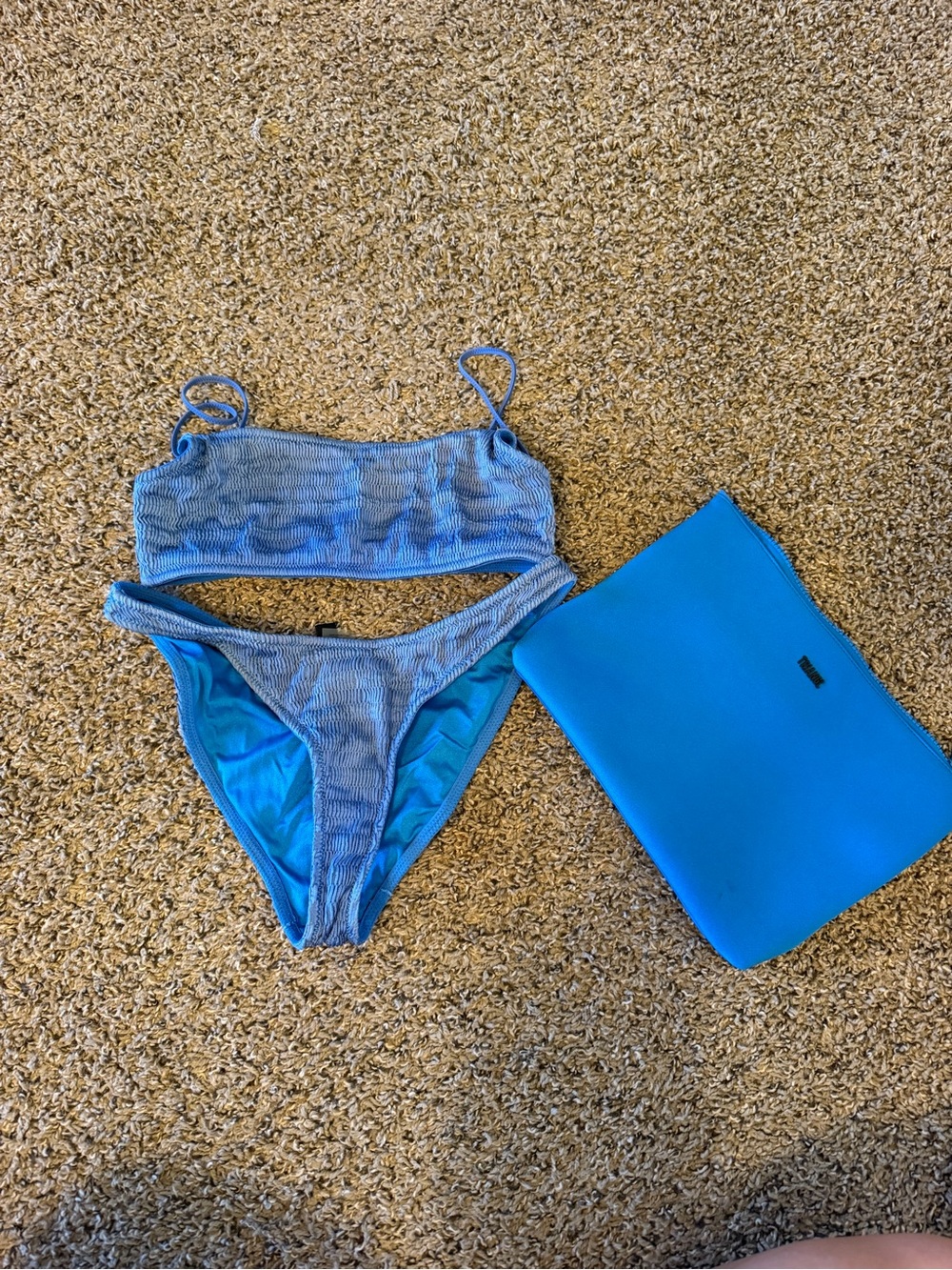 triangl swimwear Blue Ribbed Bikini Set